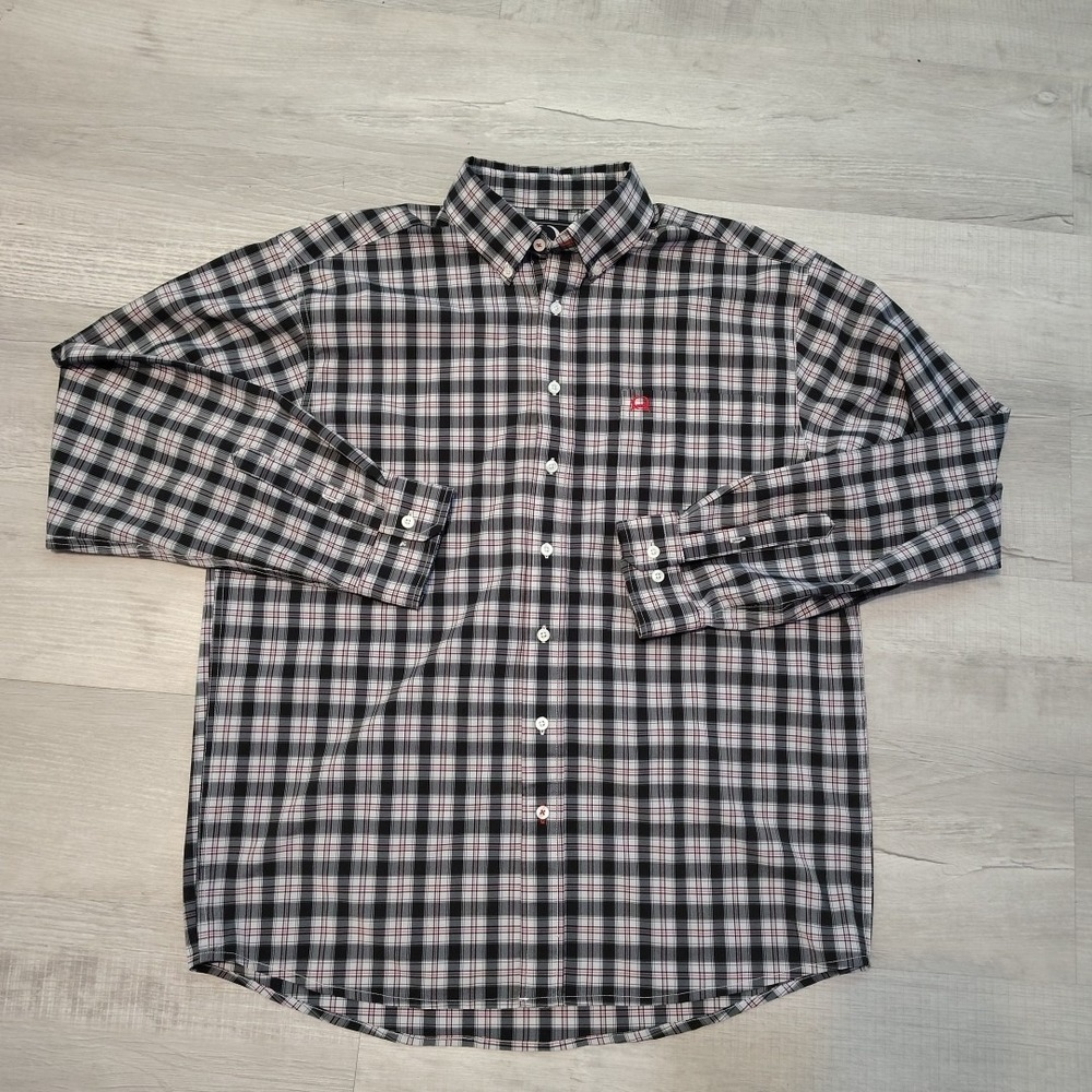 Cinch Performance Stretch Shirt Plaid Check Medium Long Sleeve